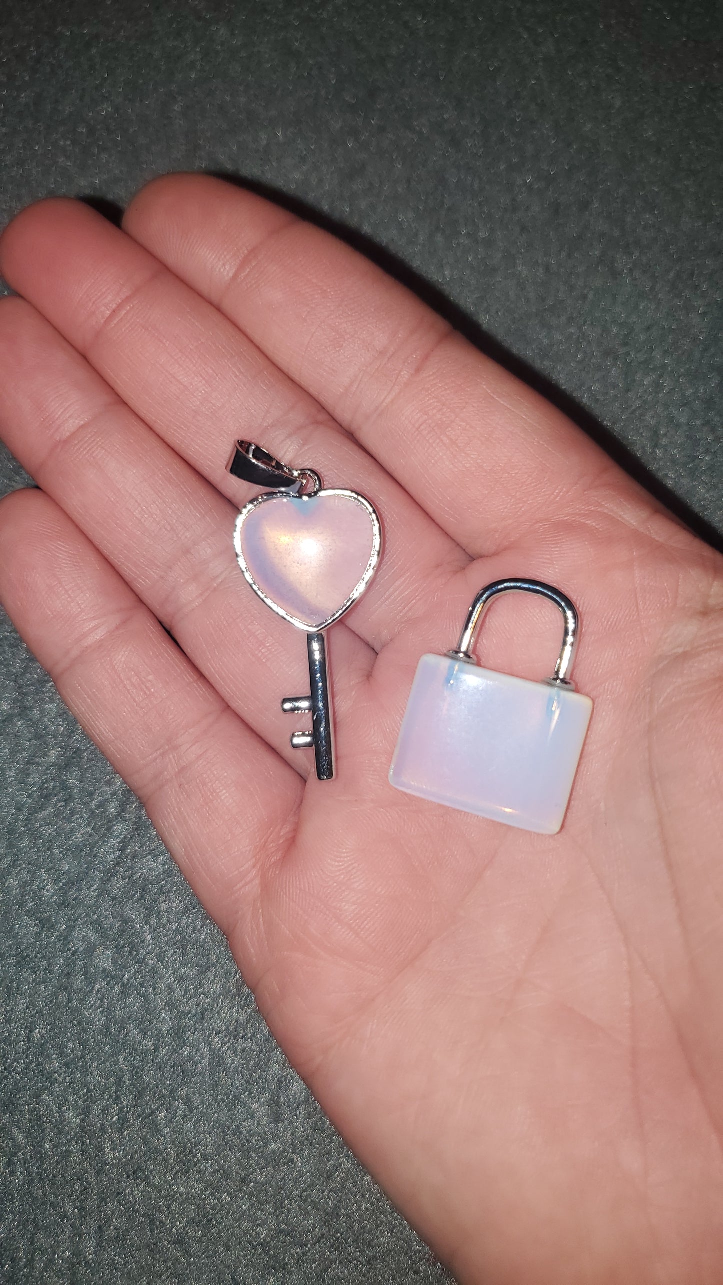 Opalite Lock And Key Pendant