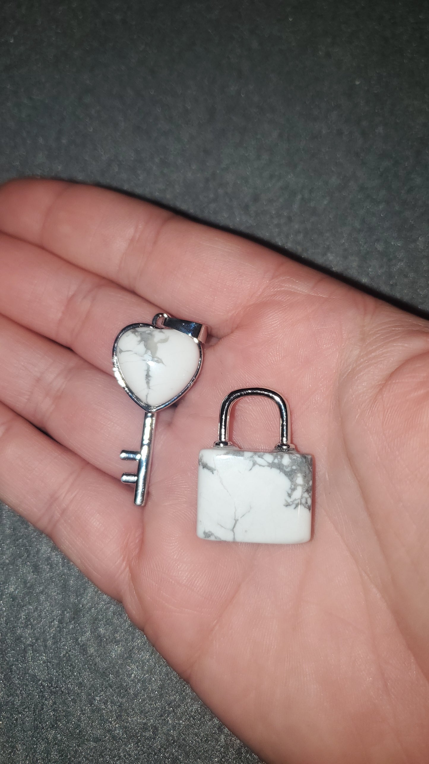 Howlite Lock And Key Pendant