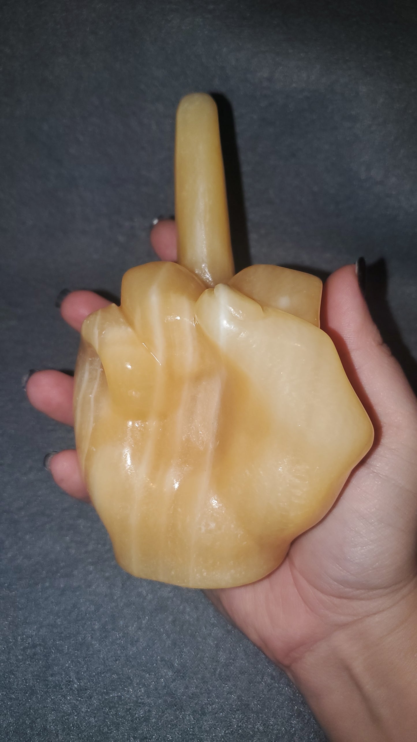 Orange Calcite Life Size Middle Finger