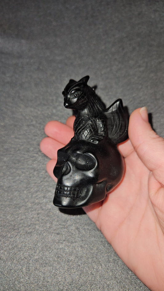 Black Obsidian Dragon Skull