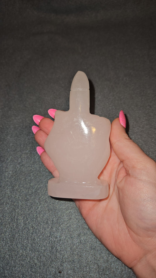 Pink Mangano Calcite Middle Finger