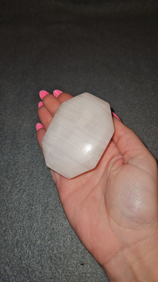 Pink Mangano Calcite Faceted Palm