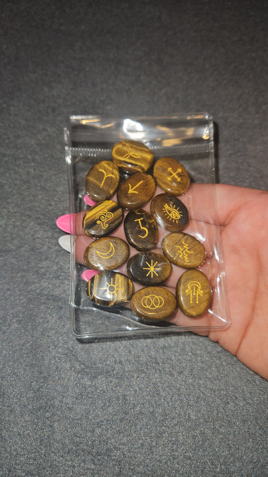 Tigers Eye Witch Rune Stones