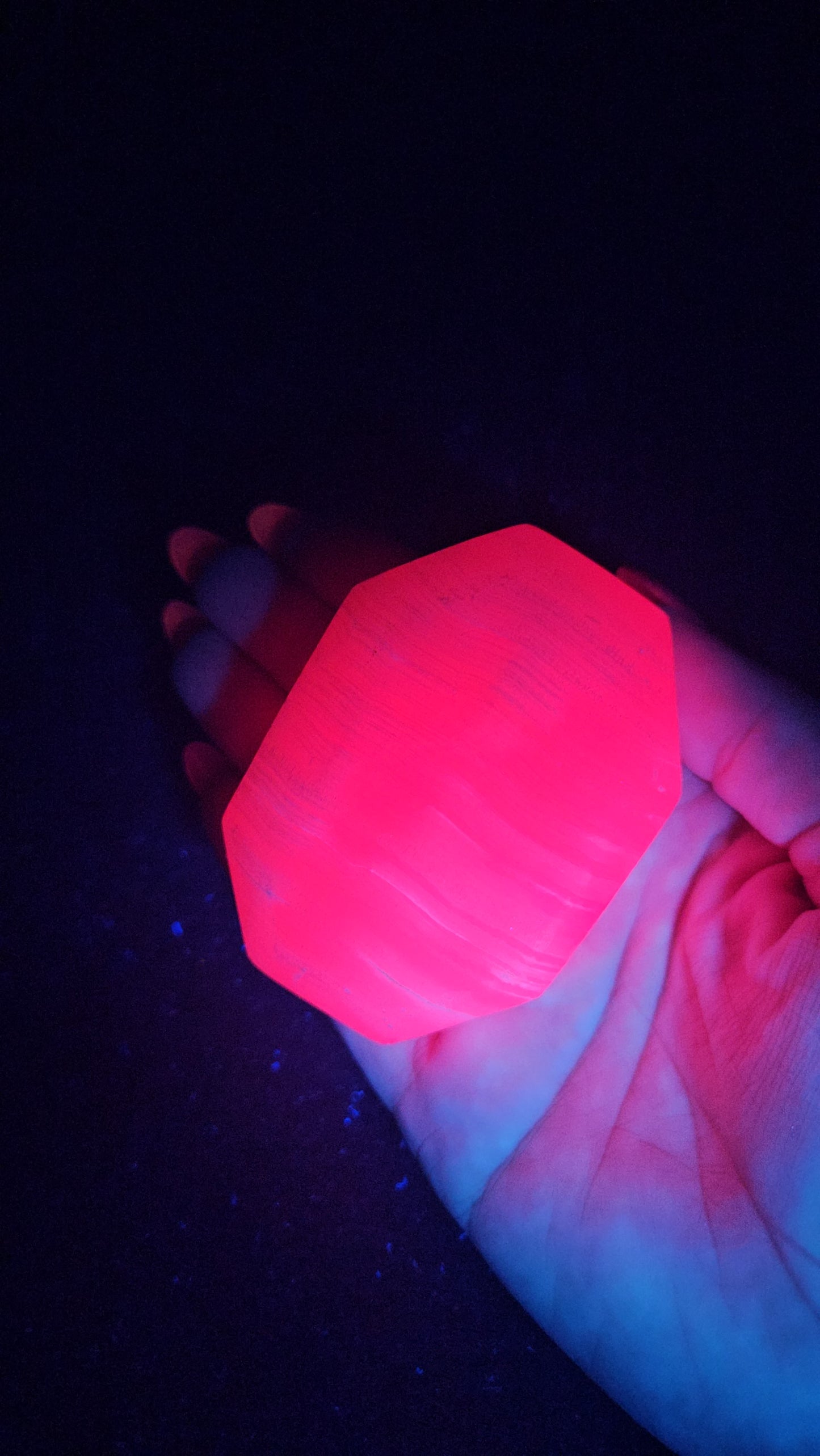 Pink Mangano Calcite Faceted Palm