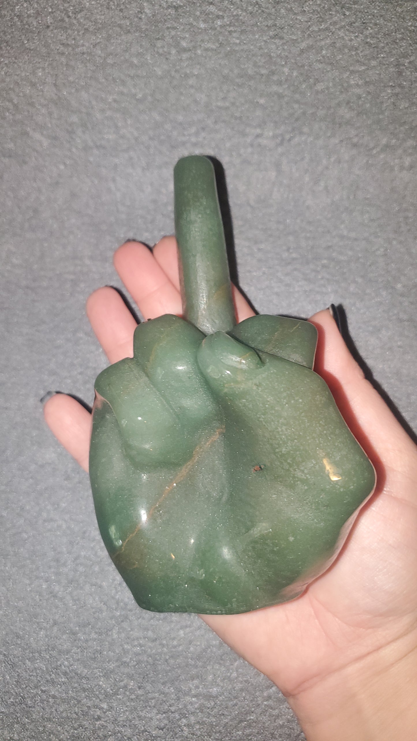 Green Adventurine Life Size Middle Finger