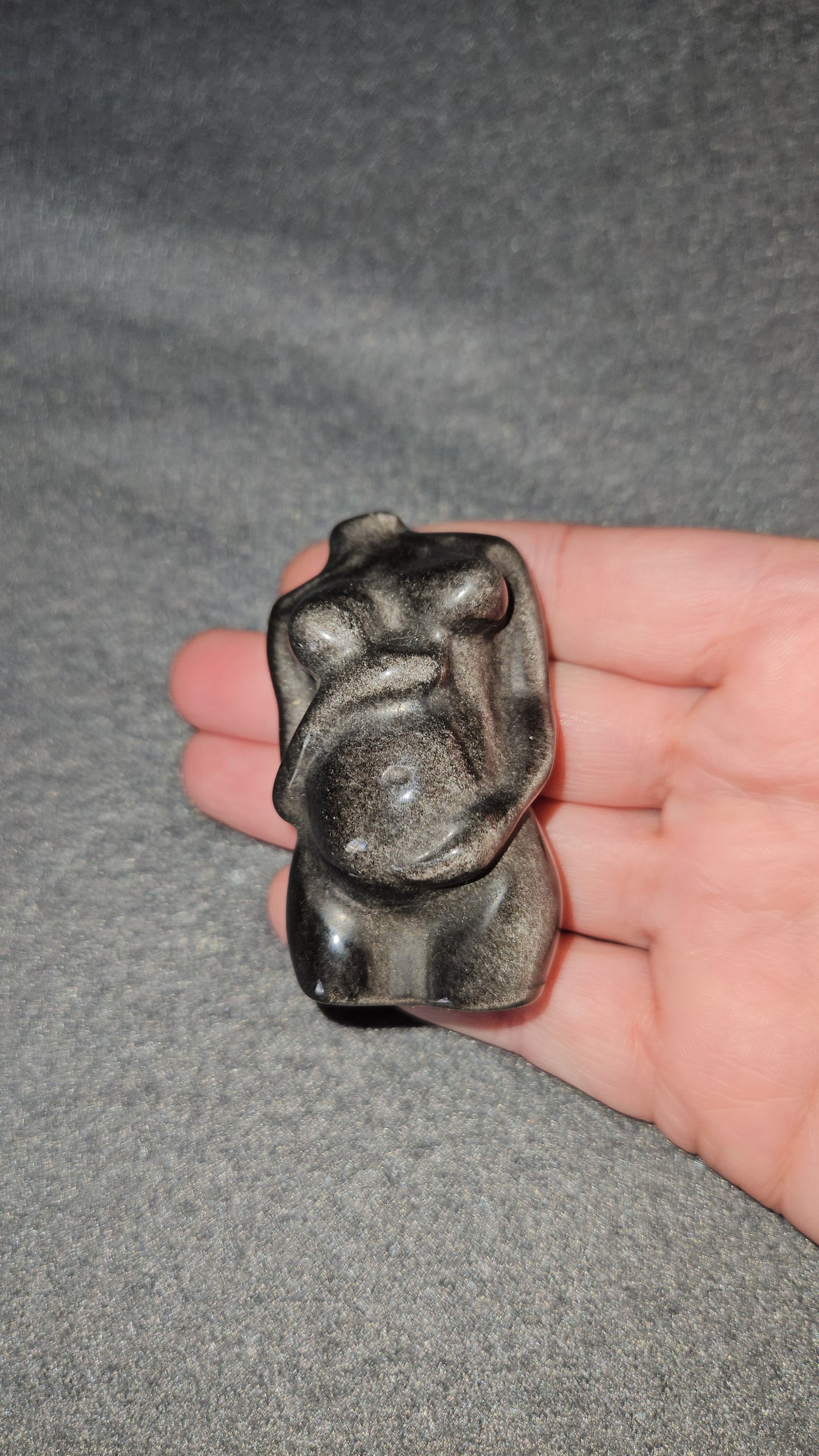 Silver Sheen Obsidian Pregnant Goddess Body