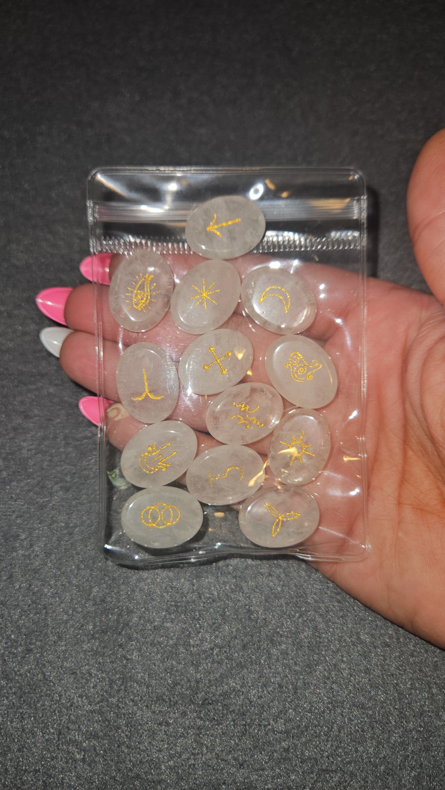 Clear Quartz Witch Rune Stones