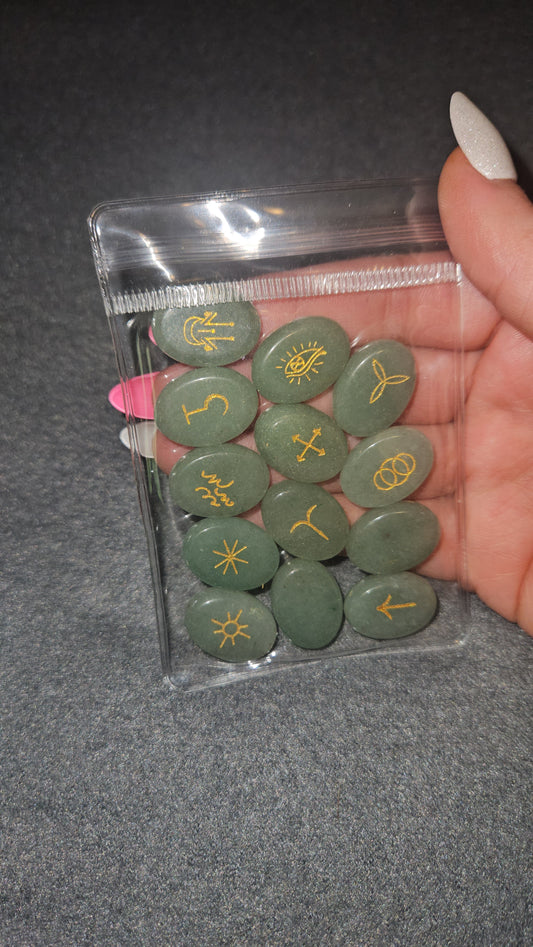 Green Adventurine Witch Rune Stones