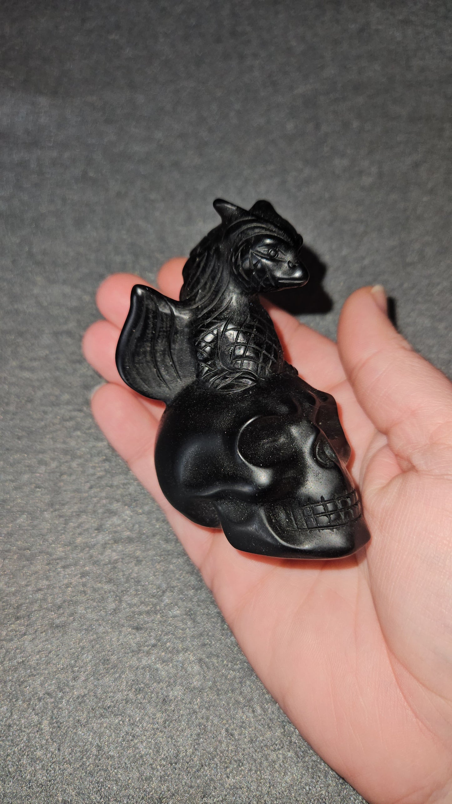 Black Obsidian Dragon Skull