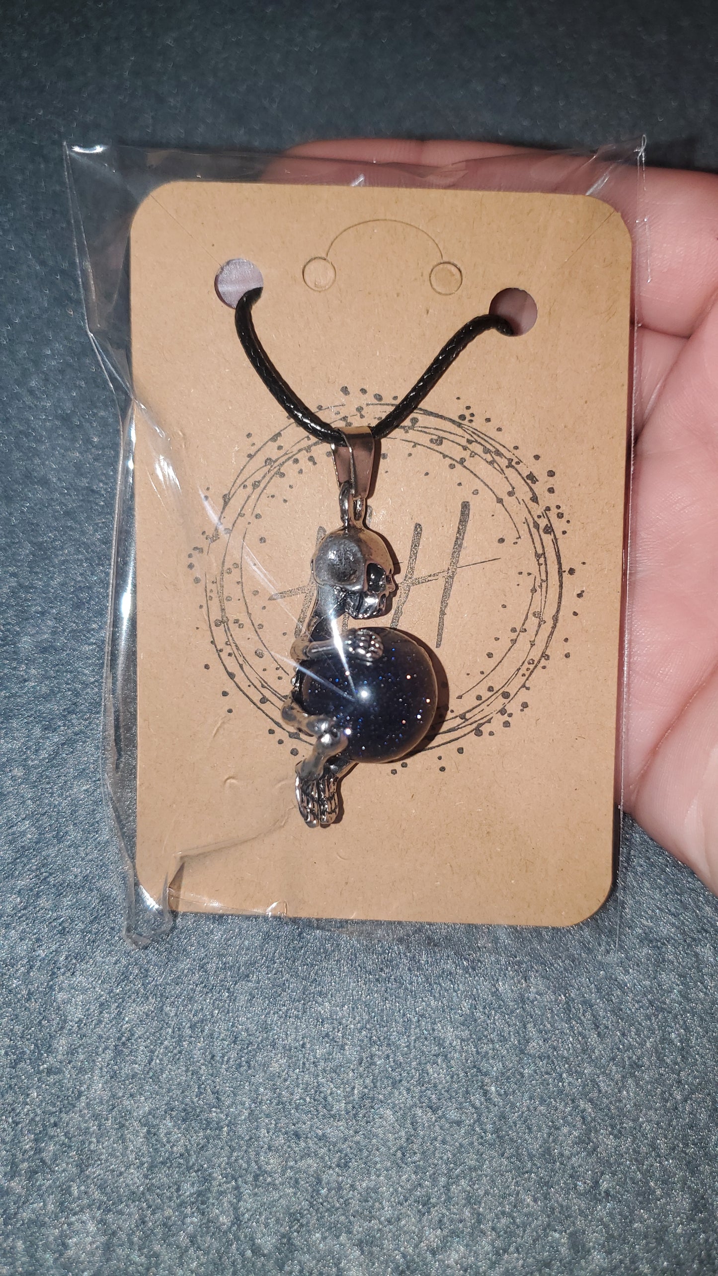 Blue Sandstone Skull Necklace