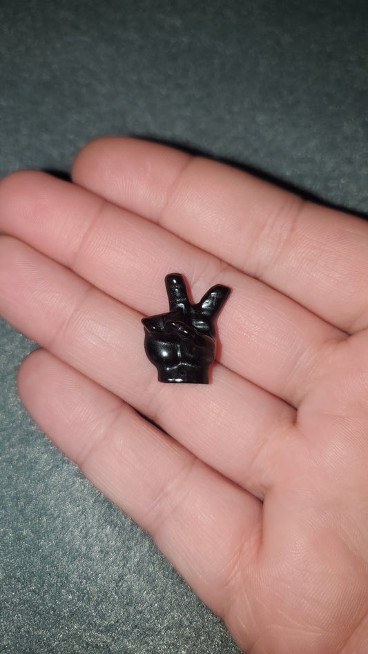 Mini Black Obsidian Peace Sign